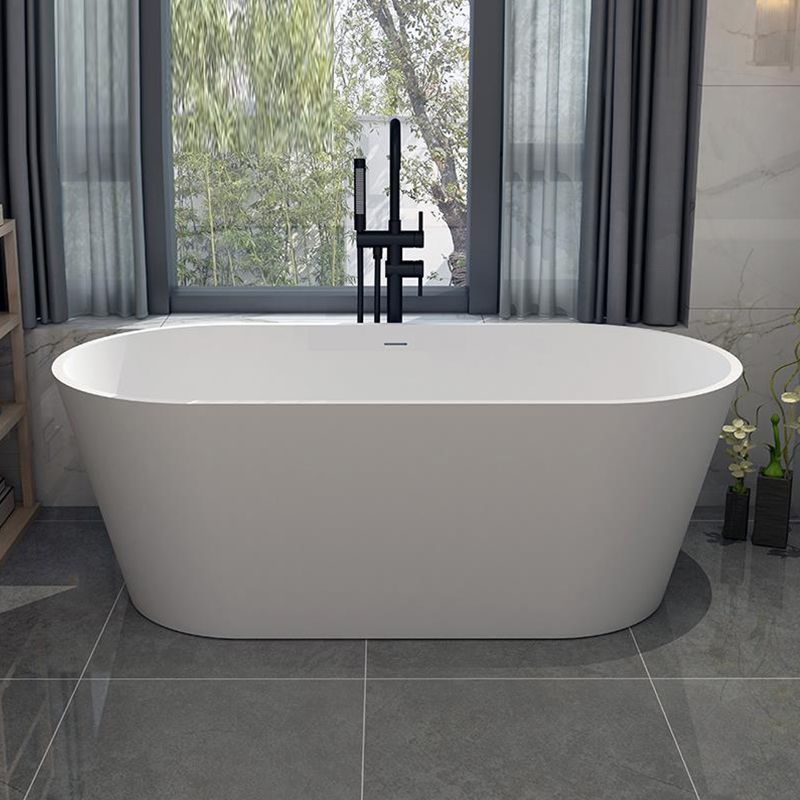 Stone Soaking Bathtub Antique Finish Oval Back to Wall Bath Tub (Faucet not Included)