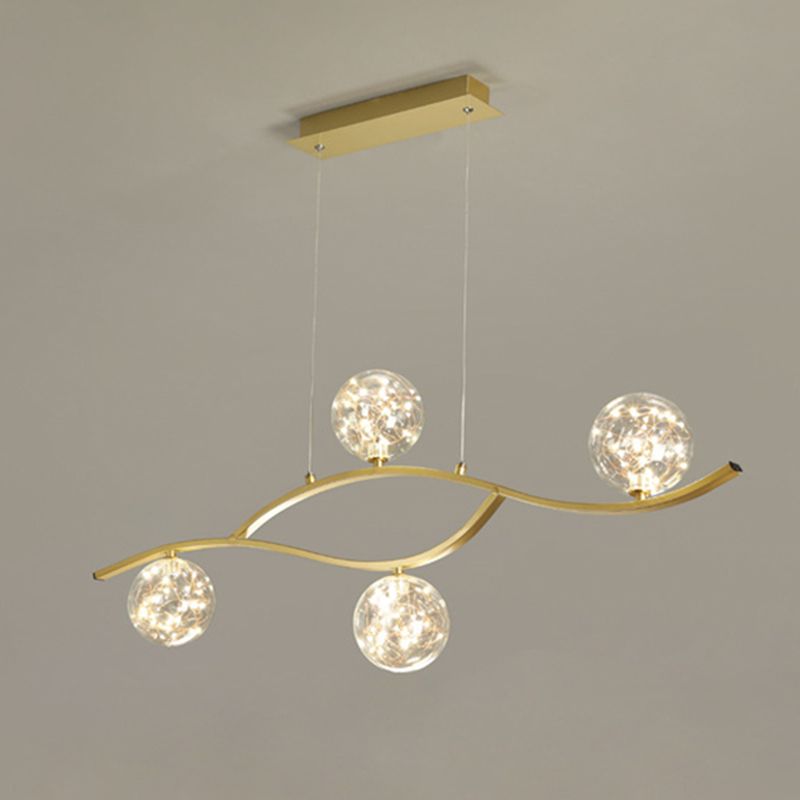 Modern Style Chandelier Light Round Glass Shade Ceiling Hanging Light for Dining Room