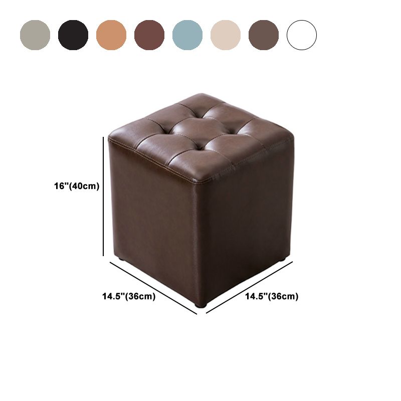 Water Resistant Round Standard Modern Solid Color Leather Pouf