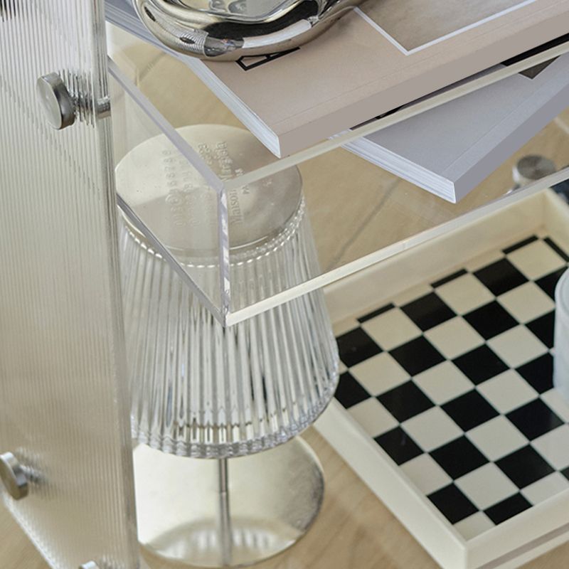 Modern Plastic Rectangular End Table Double Tier Corner Table with Storage