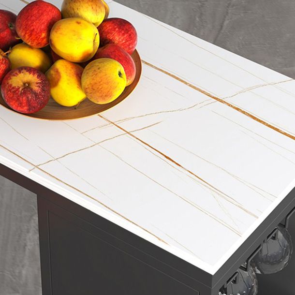 Stone Top Bar Dining Table Traditional Luxury Bar Table with Black Sled Base