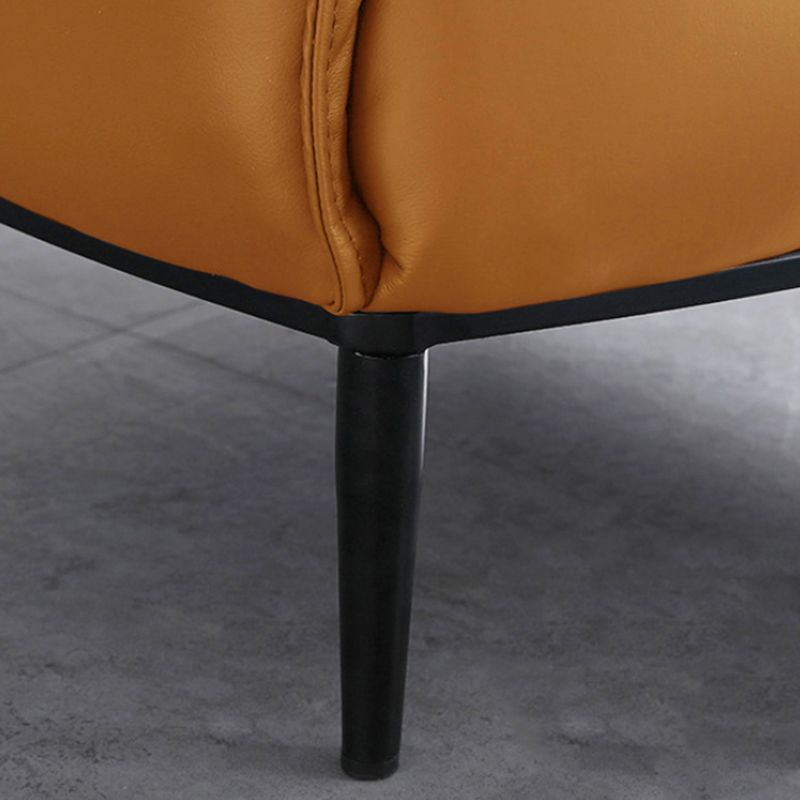 Solid Color Living Room Faux Leather Arms Included Basic Four Leg Barrel Chair