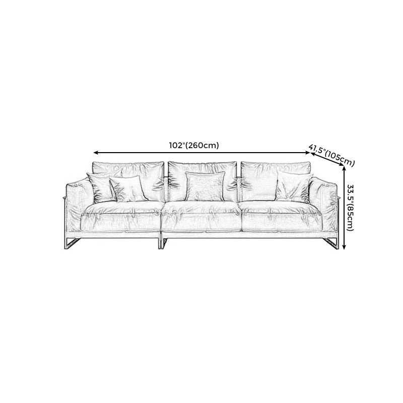 Sof industriel classique en cuir authentique 33,46 "High Square ARM SOFA & BOLSTER OREILLERS