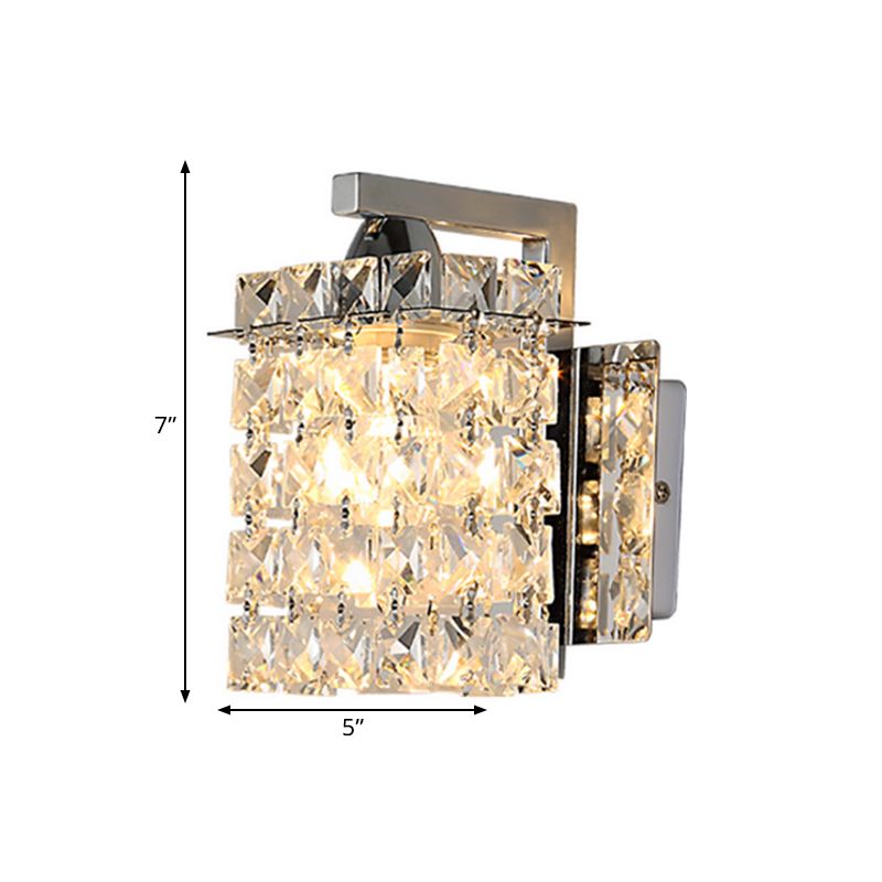 Rectangle Wall Light Crystal Block Wall Sconce in Chrome with Crystal Rods Draping
