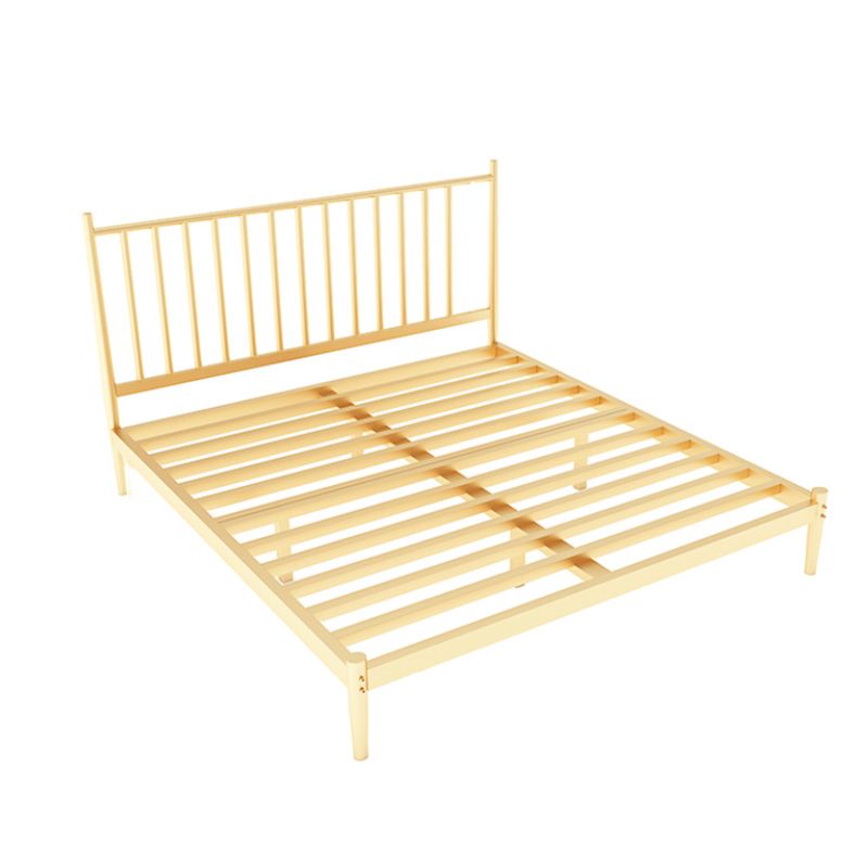 Glam Metal with Headboard Rectangular Slat Mattress Included Slat Bed