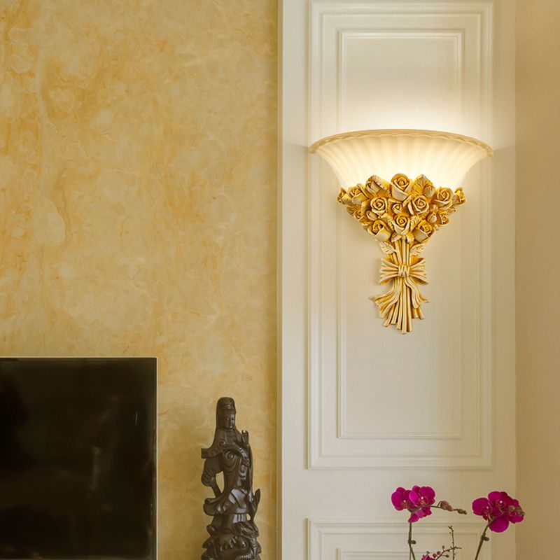 Modern Rose Flush Sconce Light Exquisite 1 Light Resin Wall Lighting Ideas in Beige