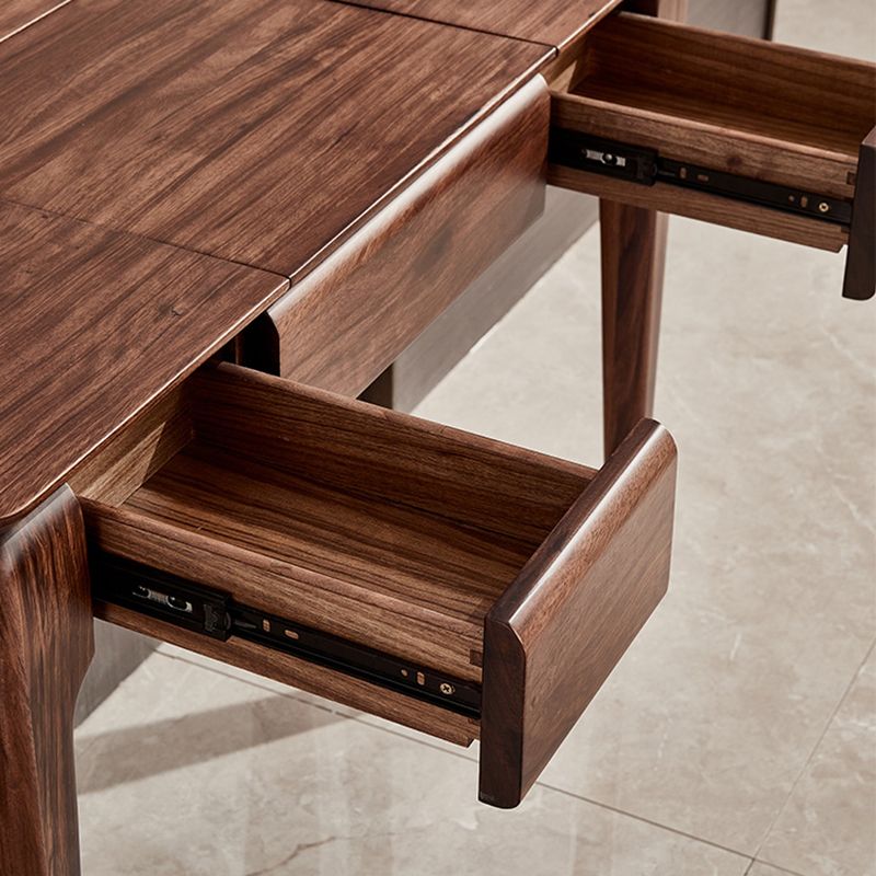 2 Drawer & Jewelry Vanity Desk Brown Wood Makeup Vanity Desk