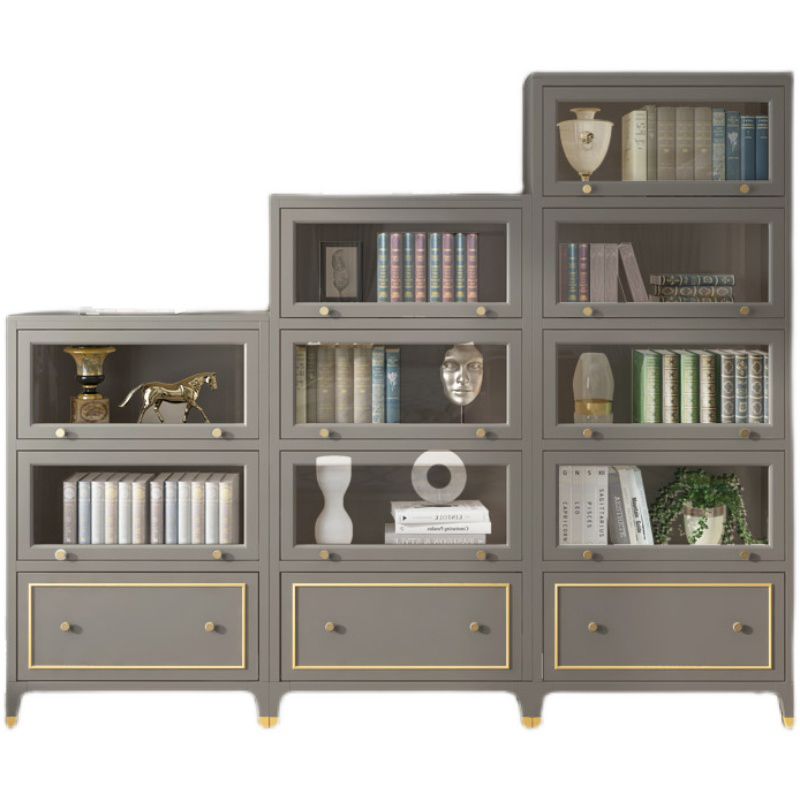 Vertical Glam Standard Bookcase Beech Closed Back Bookcase with Drawer