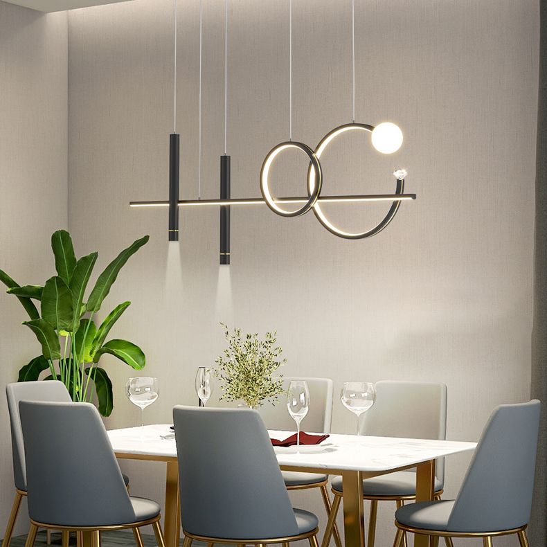 6-Light Linear Island Lighting Contemporary Metal Island Lights for Dining Room