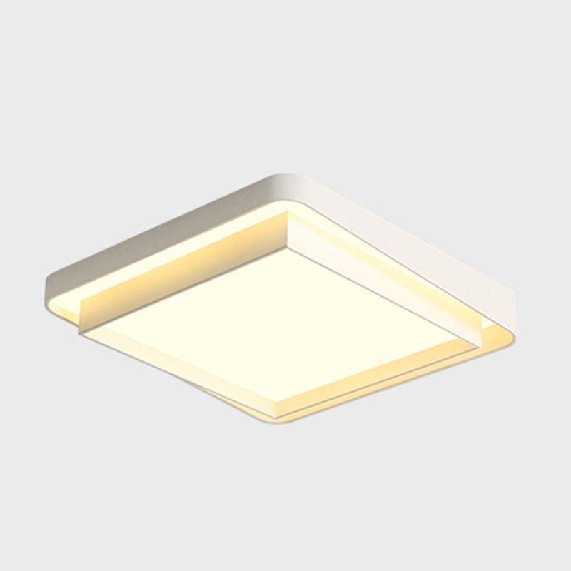 1 Light Metal Geometric Flush Mount Fixture Modern Flush Light Fixtures in White