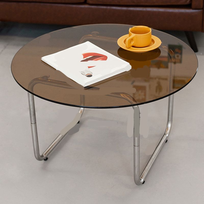Modern Glass Coffee Table Round Sled Coffee Table for Living Room