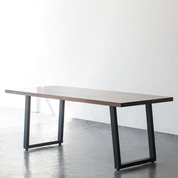 Mesa de comedor rectangular de estilo industrial, mesa fija de madera con madera maciza