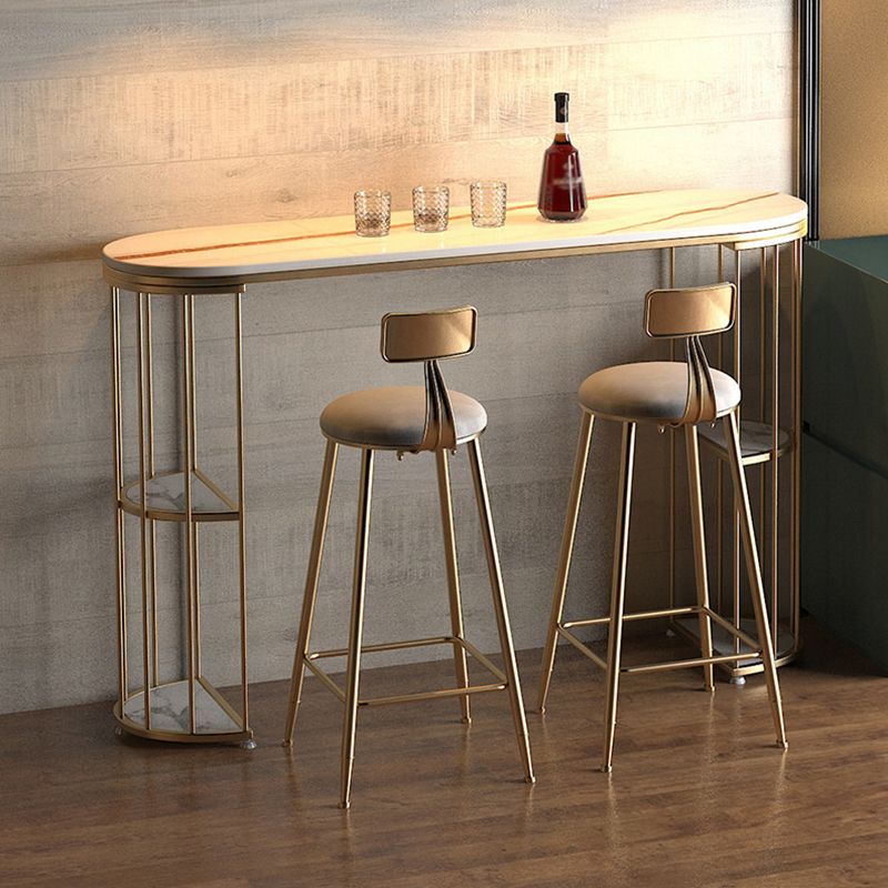 Glam Pub Table Bar Height Oval Bar Table with Double Pedestal for Indoor Use