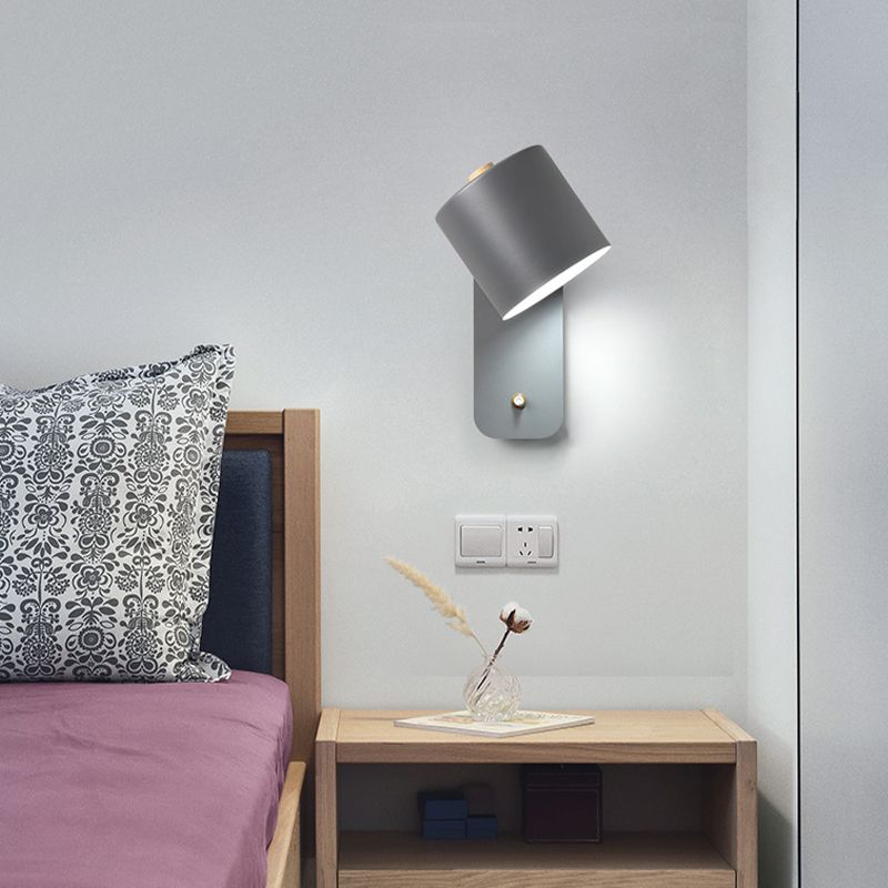 Metal Macaron Sconce Cylinder Shade 1 Light Nordic Modern Wall Mount Light