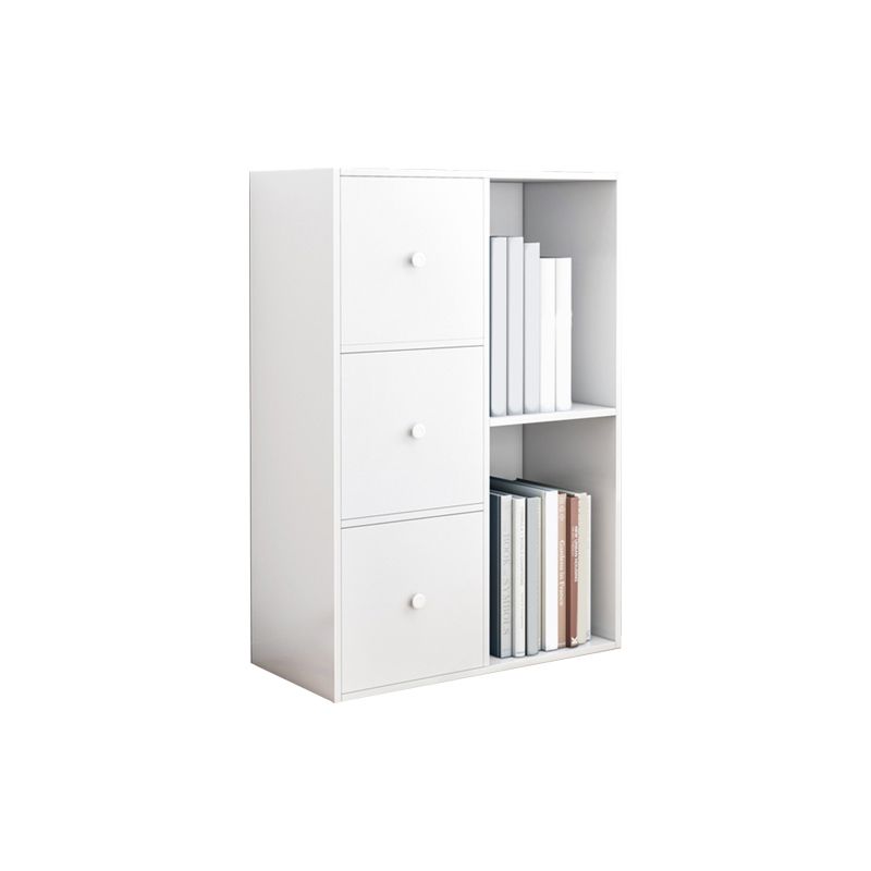Floor Modern Book Shlef with Doors Closed Back 9.45" W Wooden Shelf for Living Room