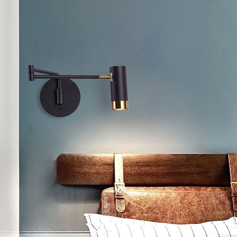 Black/White Single Modern Wall Mounted Sconce Metal Wall Light for Bedroom