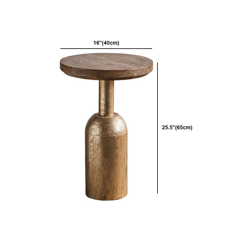 Rustic Iron Pedestal Round Wood Top Coffee Table - Distressed Surface Treatment