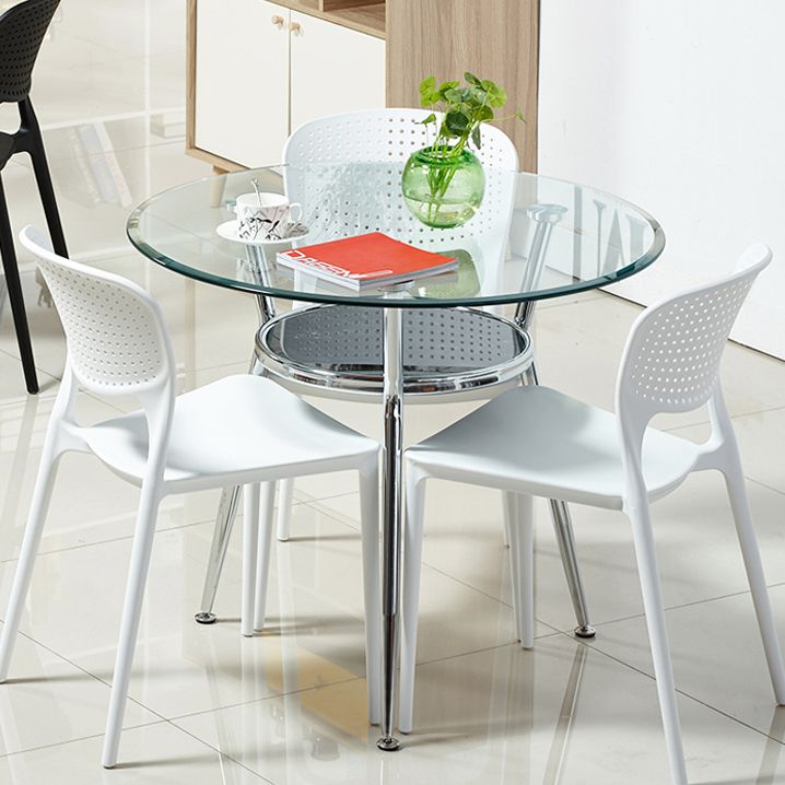 4 Pieces Modern Round Tempered Glass Top Dining Set for Home