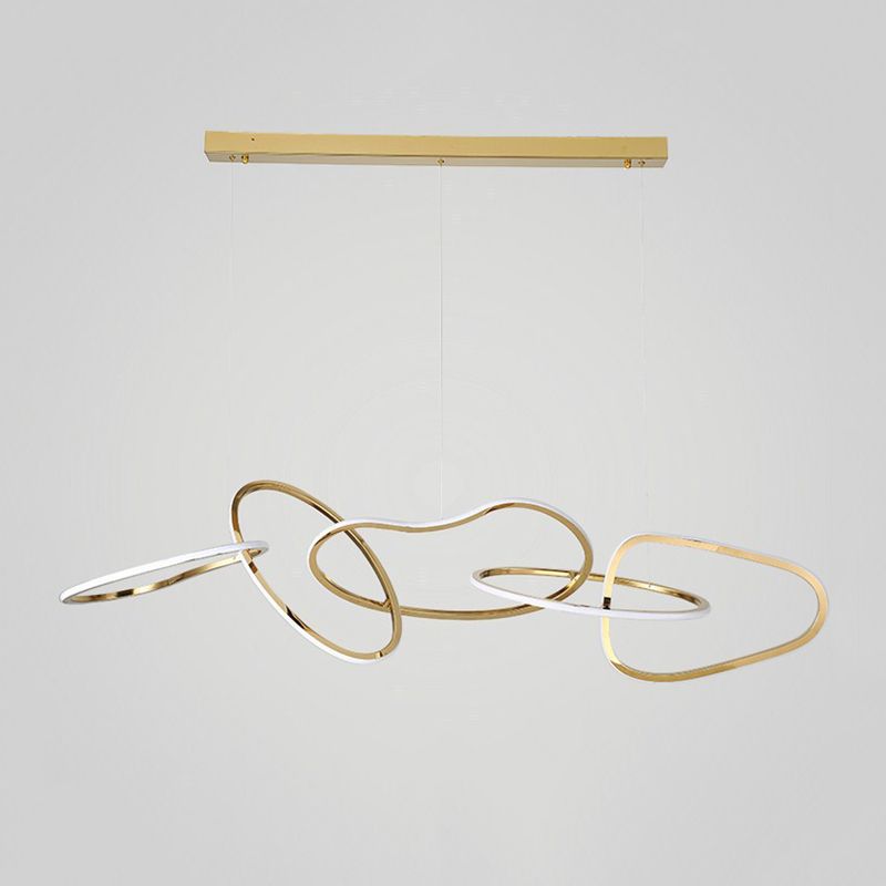 Linear Shape Metal Chandelier Light Modern Multi Lights Chandelier Light Fixture in Gold