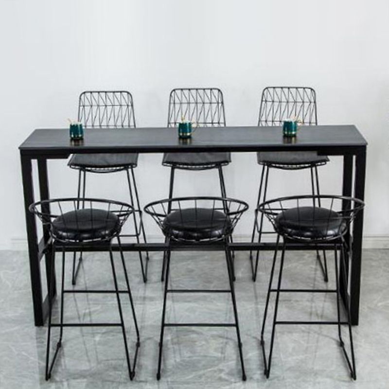 Contemporary Bar Dining Table Indoor Rectangle Bar Table with Iron Base