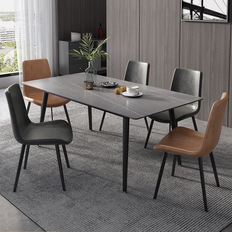 Industrial Style Sintered Stone Dining Table Rectangle Table with 4 Legs for Dinning Room