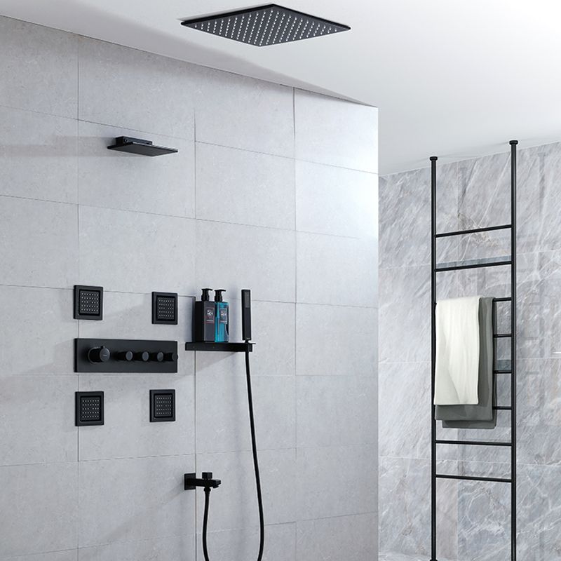 Modern Shower Faucet Adjustable Water Flow Rain Shower Head Shower System in Black