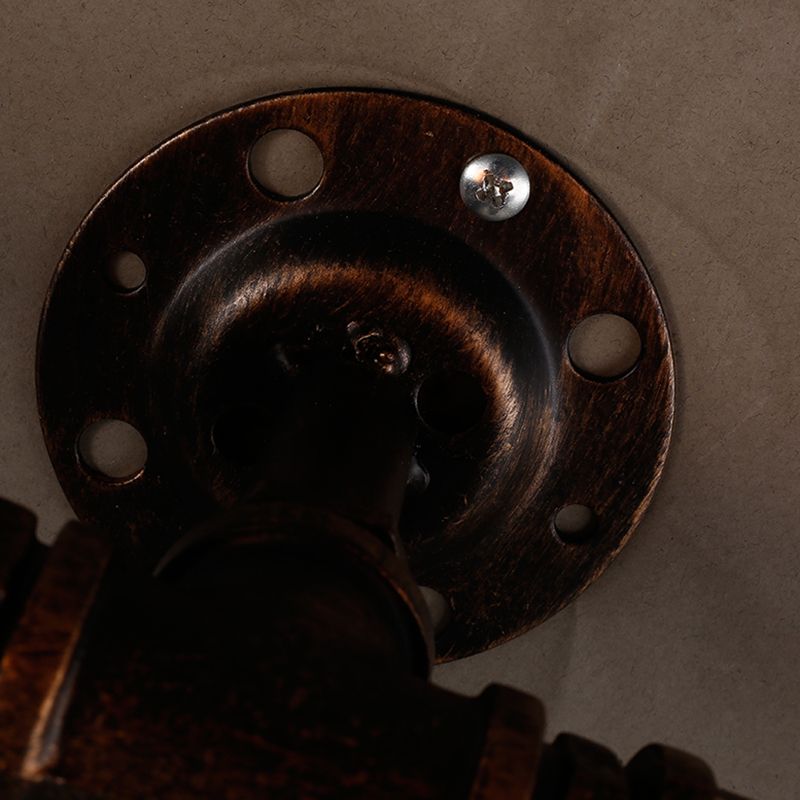 Water Pipe Iron Wall Light Fixture Vintage 2 Bulbs Restaurant Wall Mounted Lamp in Rust