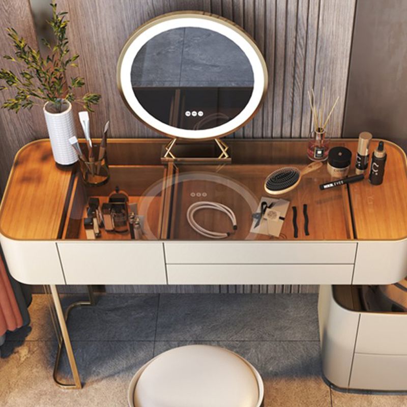 Glam Glass Vanity Desk Bedroom Vanity Dressing Table with Drawer