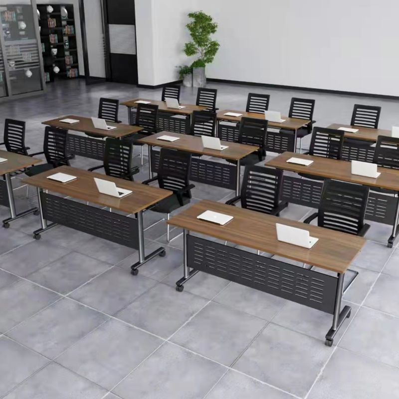 Modern Wooden Office Desk with Caster Wheels Rectangular Writing Desk for Office