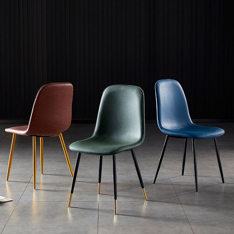 Chaises de salle à manger en métal de Style nordique, chaises latérales sans bras à dossier solide pour la cuisine