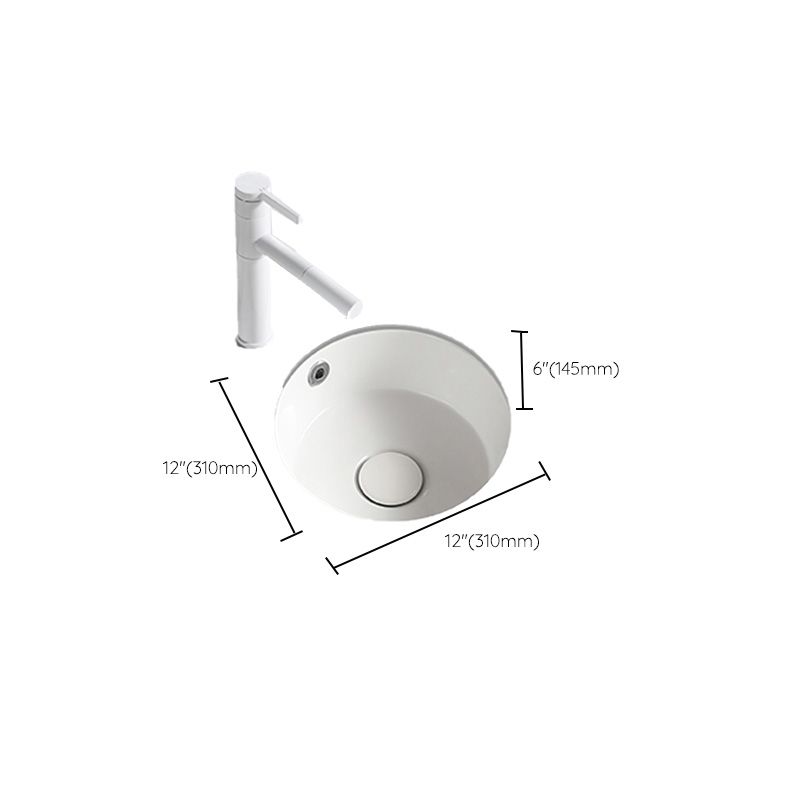Contemporary Bathroom Sink Porcelain Round Undermount Bathroom Sink with Pop-Up Drain