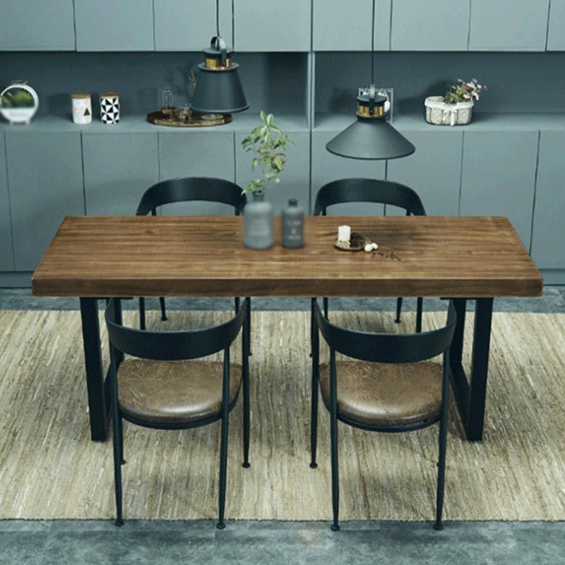 Industrial Style Wood Top Dining Table Metal Sled Base Dining Table without Chair