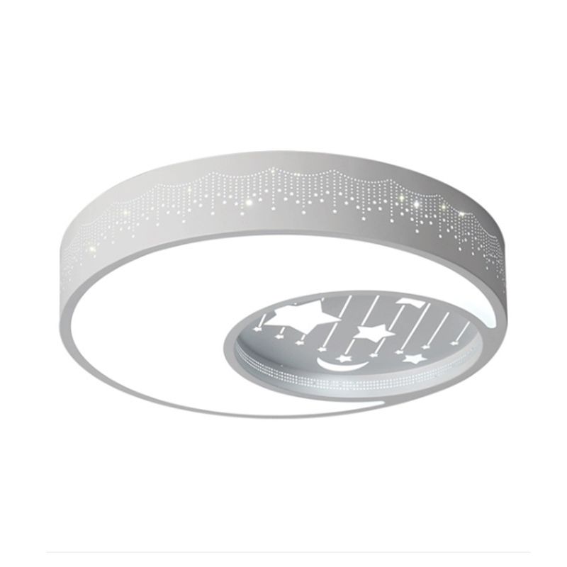 Lámpara de techo empotrada para dormitorio de niños Moon con lámpara de techo LED romántica de metal en forma de estrella en blanco