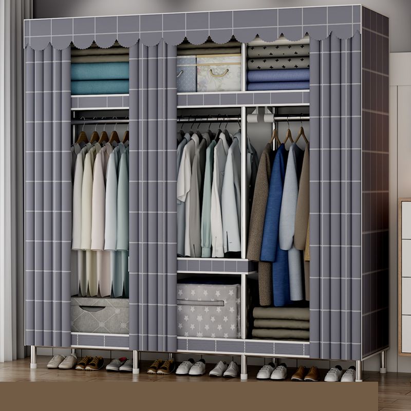 Contemporary Style Metal Wardrobe Cloth Rod Included Wardrobe Closet with Legs
