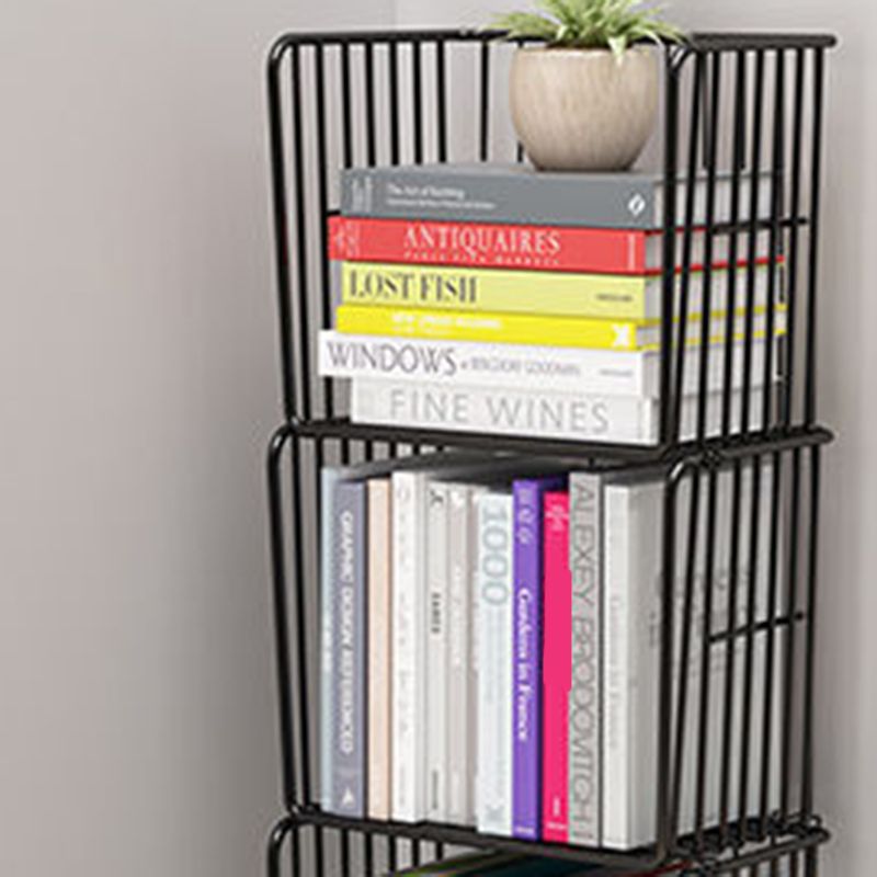 Contemporary Metal Shelf Bookcase Closed Back Vertical Bookcase