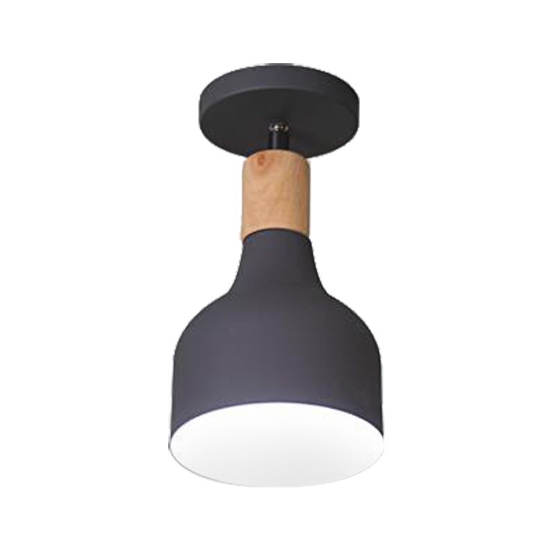 Lámpara semiempotrada verde/blanca/gris con pantalla Metal nórdico Luz de techo semiempotrada para interiores con 1 bombilla