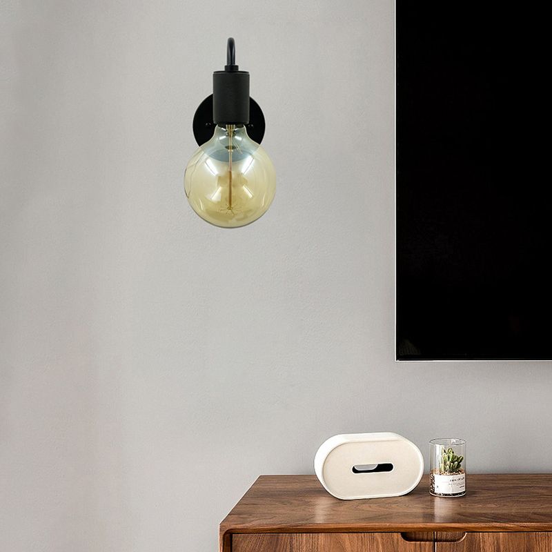 Modern Wall Sconce Cylinder Shape Wall Light with Metal Shade for Bedroom in Black