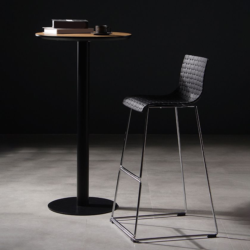 Faux Leathe Dining Stools Contemporary Bar Stools with Black Metal Base