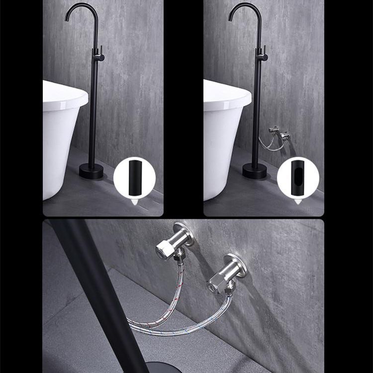 Modern Floor Mounted High Arc Freestanding Tub Filler Metal Freestanding Tub Filler Trim