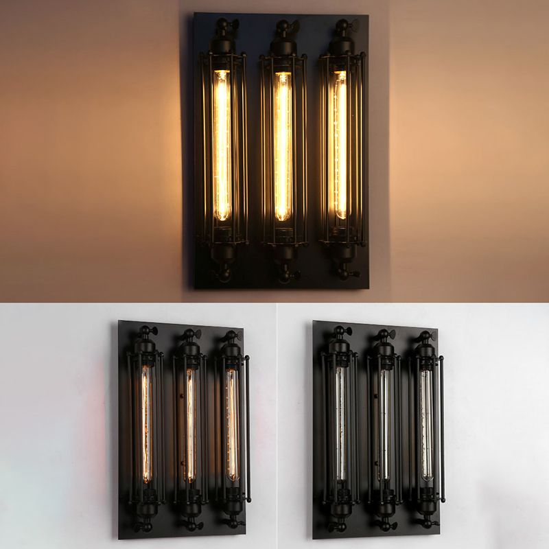 Industrial Style Iron Wall Mount Light Rectangle Shape Wall Lamp for Living Room