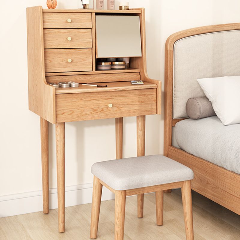 Traditional Wooden Makeup Vanity Desk Table with Stool for Bedroom