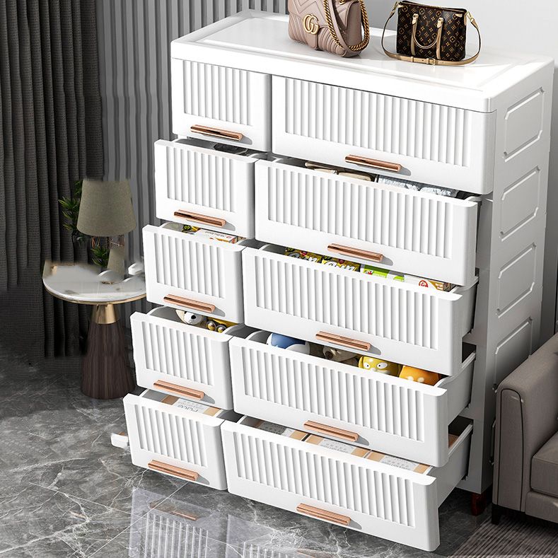 Ultra Modern Plastic Vertical Kids Nightstand with Drawers for Bedroom