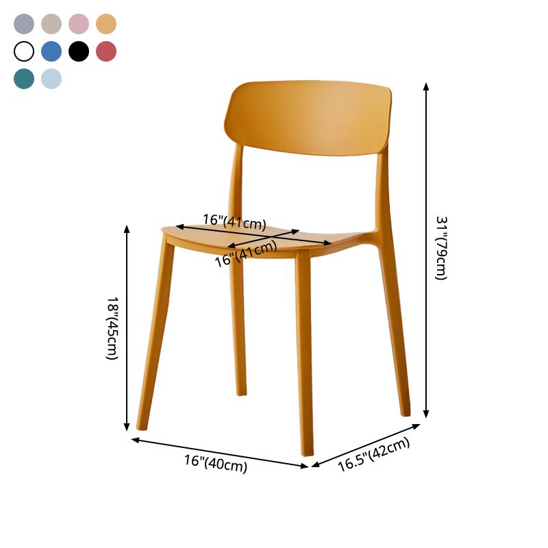 Chaise latérale de restaurant en plastique scandinave, couleurs bonbon, chaise de salle à manger à dossier ouvert