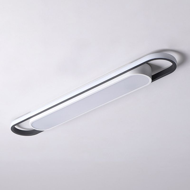 Simplicity LED Ceiling Light Fixture White Oval Ceiling Mount Light Fixture with Metal Shade