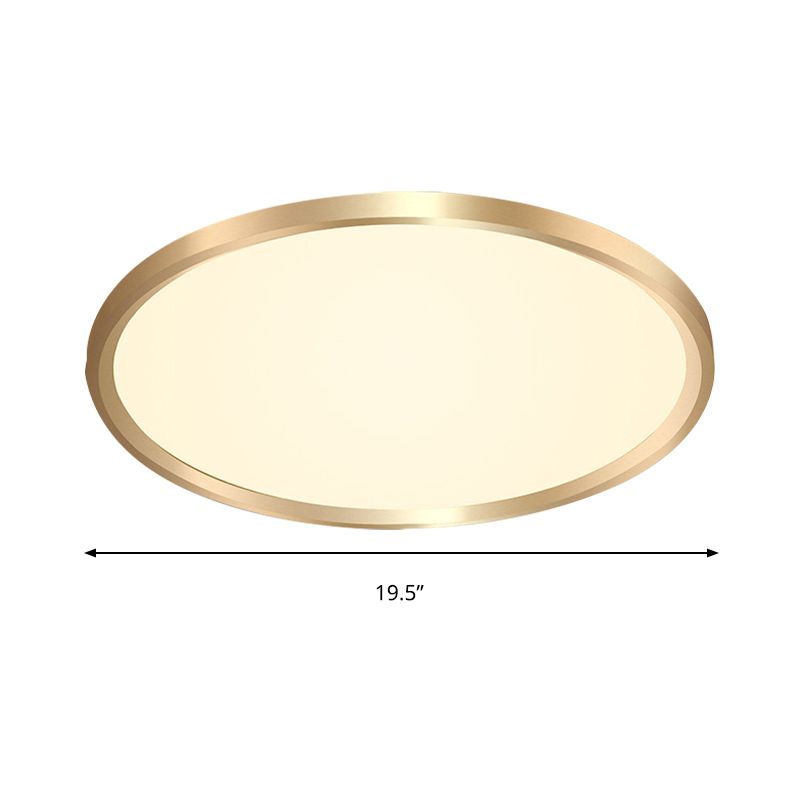 Plafonnier LED en métal de style simple avec disque doré, lumière blanche chaude/blanche, 30,5 cm/40,6 cm/49,5 cm de large