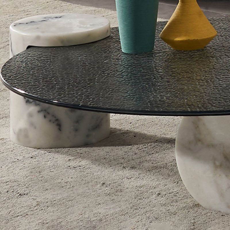 1 Single Modern Glass/marble Coffee Table Round Cocktail Table