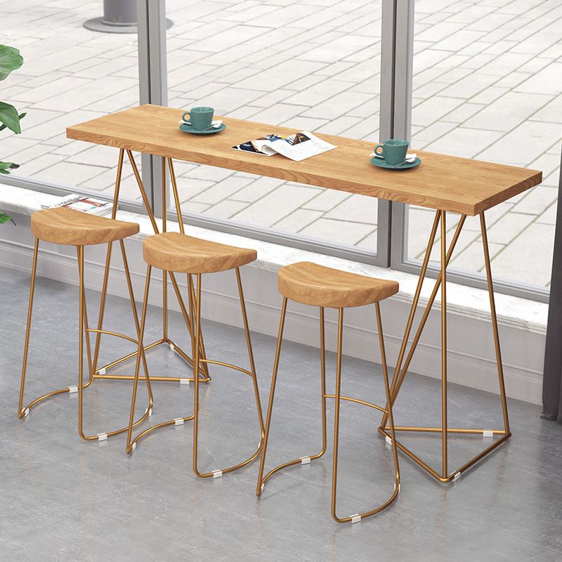 Glam Style Bar Table Set 1/2/4 Pieces Rectangle Bar Table with High Stools