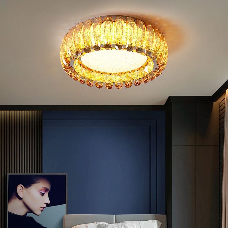 Donut Led Flush Light Fixture Minimalist Crystal Chrome LED Massimale Luce per Bedroom