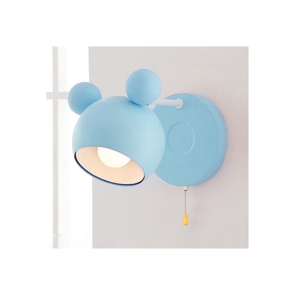 Modern Style Circle Wall Mounted Lamp Metal 1 Light Wall Sconce Lighting for Bedroom