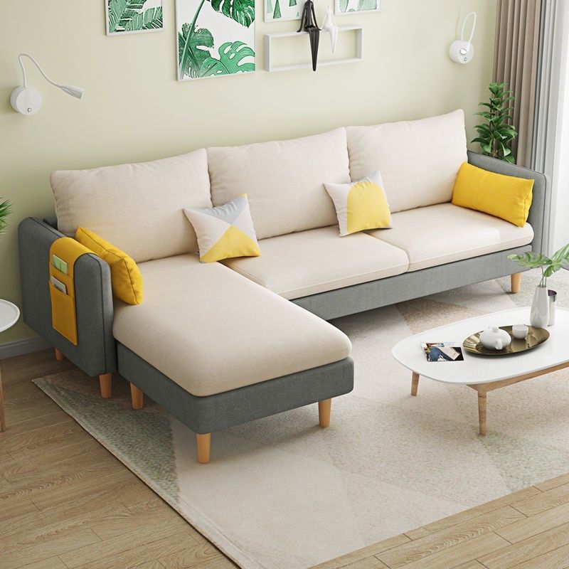 Scandinavian 32.28 " H Cotton Blend Square Arm Sofa & Chaise